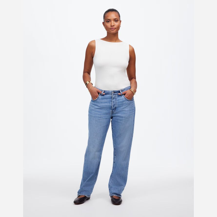 madewell the curvy dean easy straight airy womens jeans blue