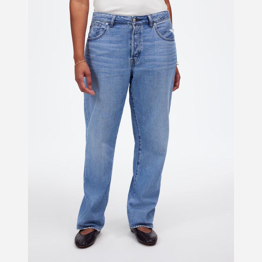 madewell the curvy dean easy straight airy womens jeans blue
