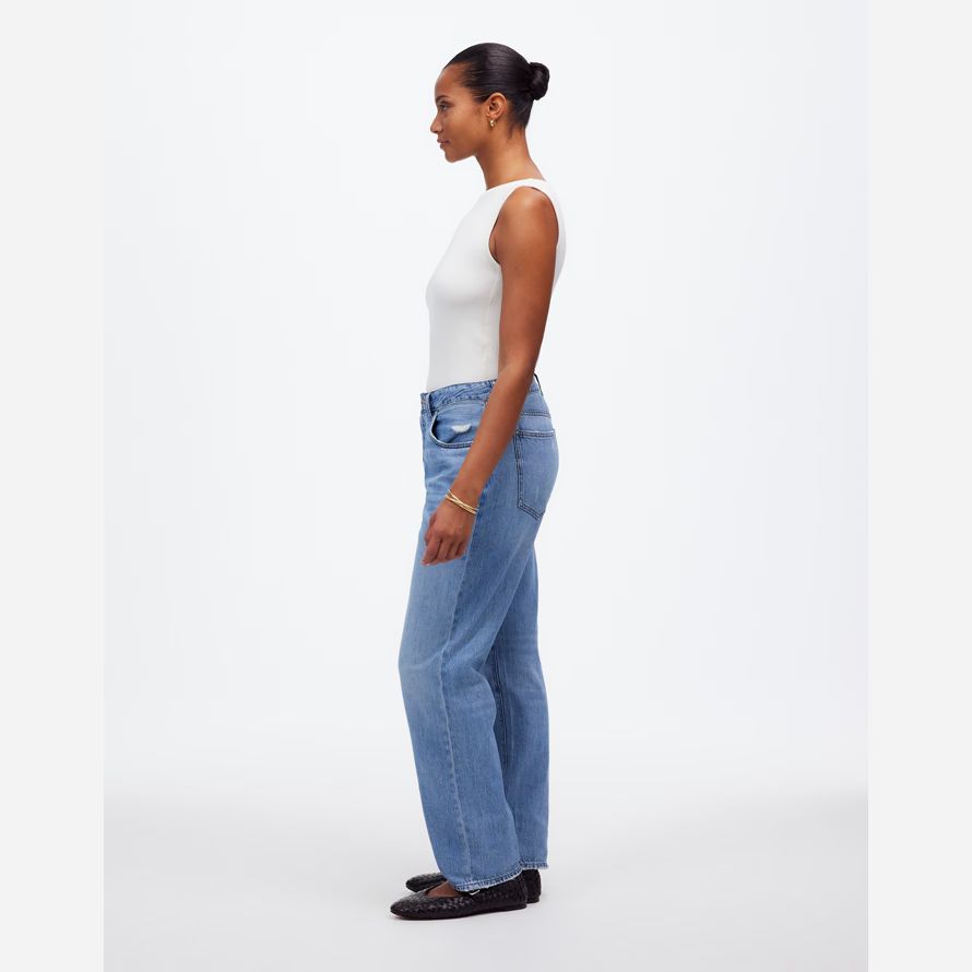 madewell the curvy dean easy straight airy womens jeans blue