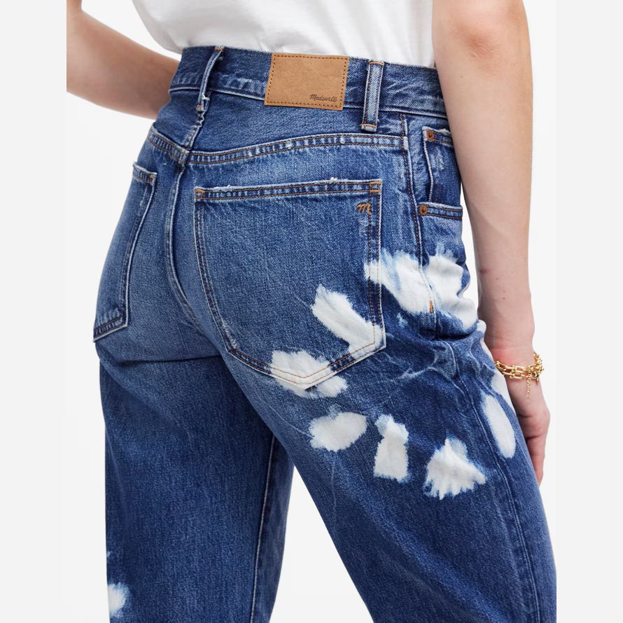 womens madewell the dean easy straight jeans dark blue