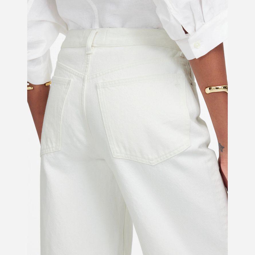 womens madewell low-slung baggy crop jeans white