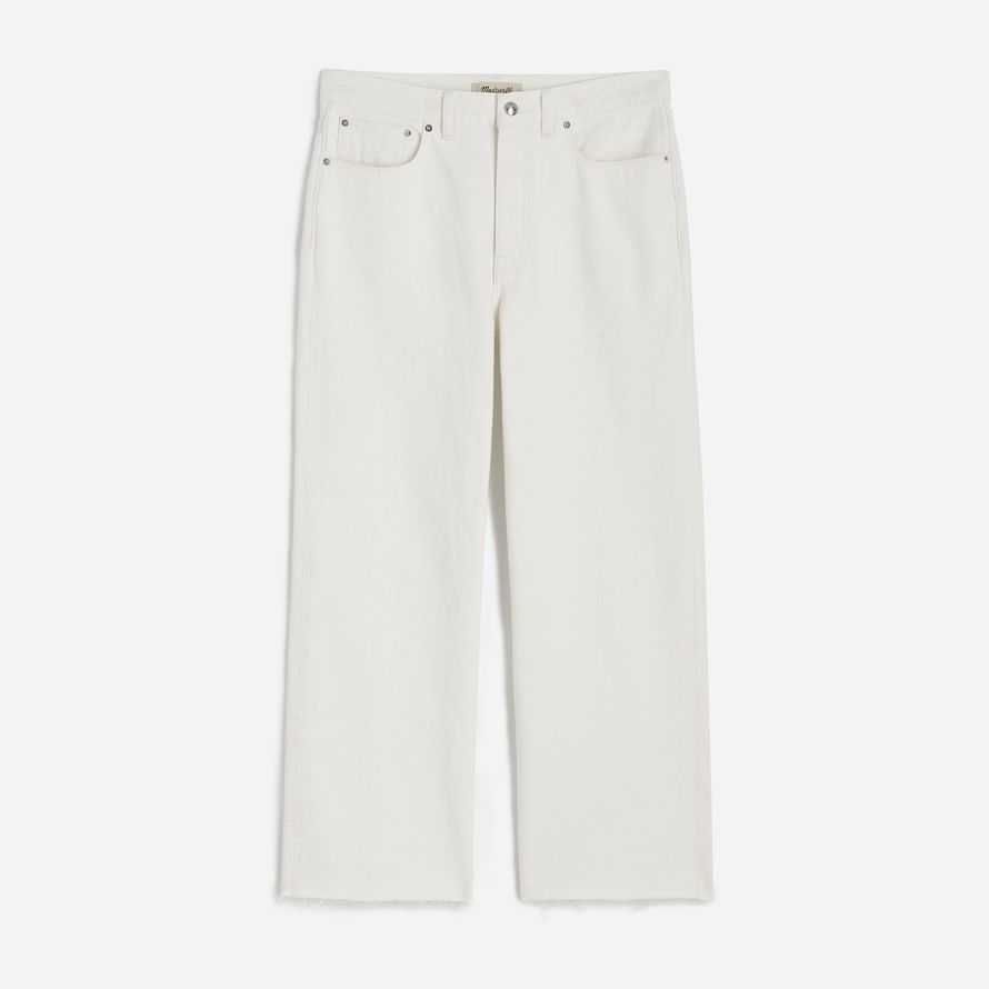 womens madewell low-slung baggy crop jeans white