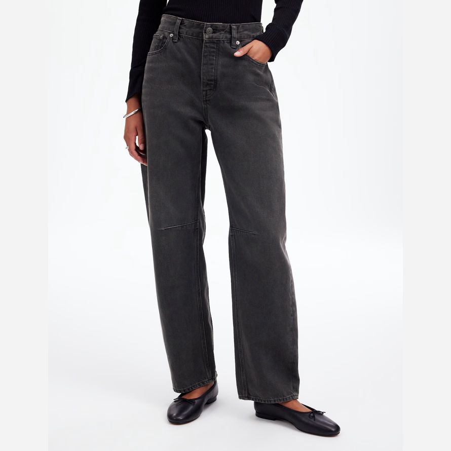 womens madewell the darted barrel-leg jeans black