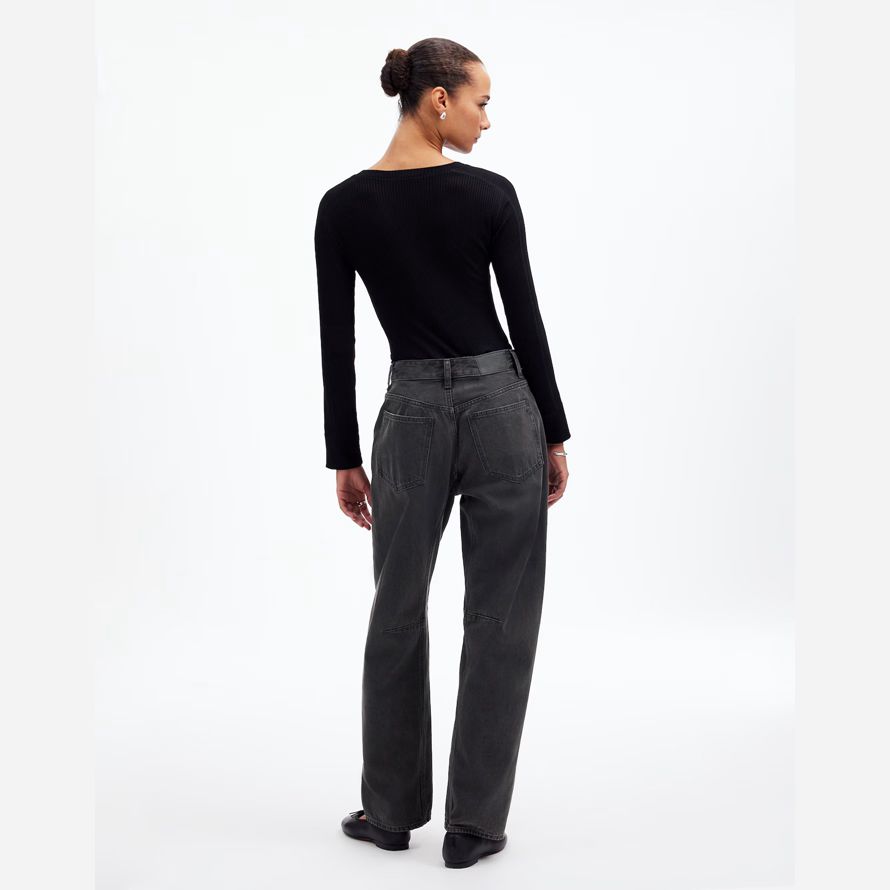 womens madewell the darted barrel-leg jeans black