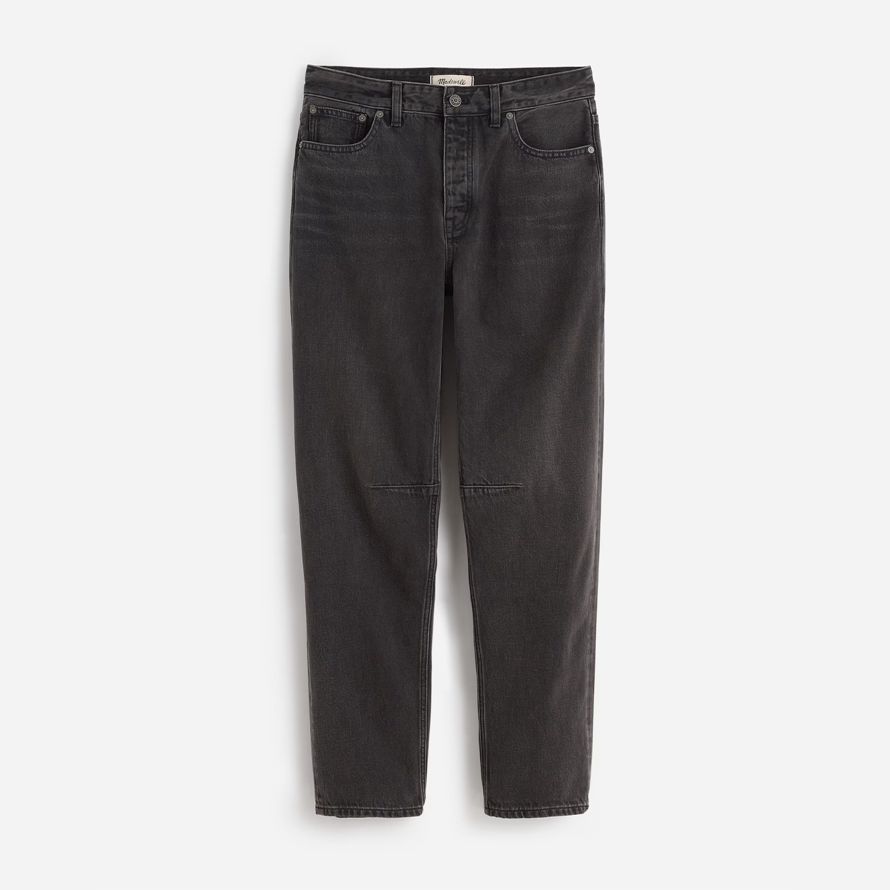 womens madewell the darted barrel-leg jeans black