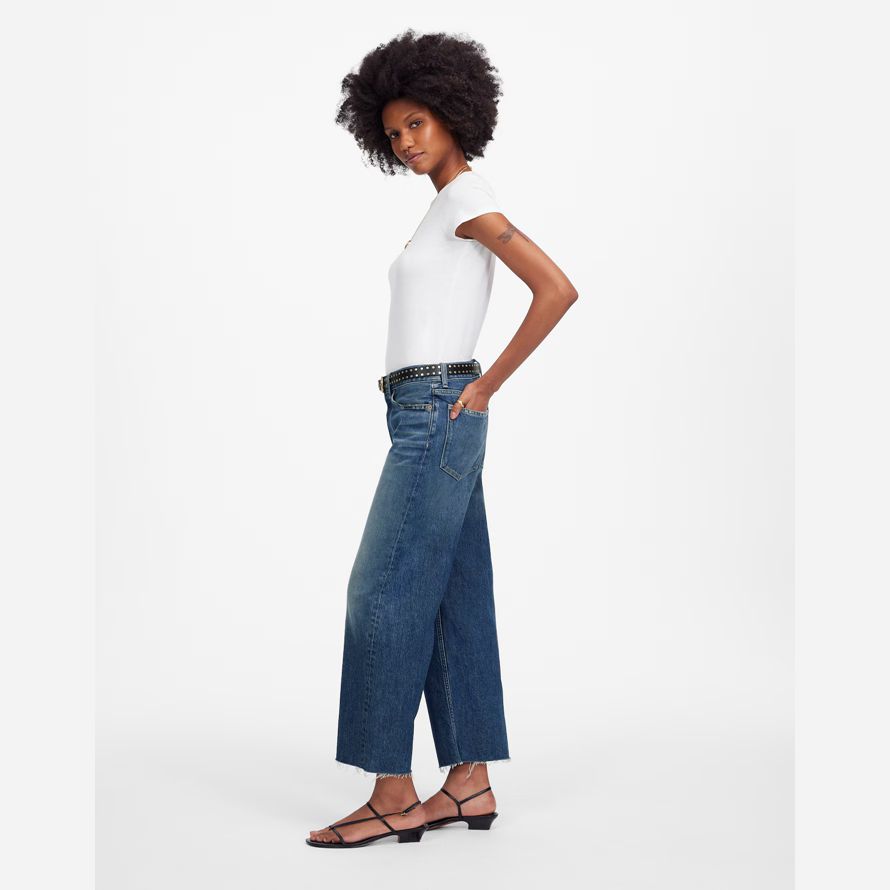 blue womens madewell low-slung baggy crop jeans