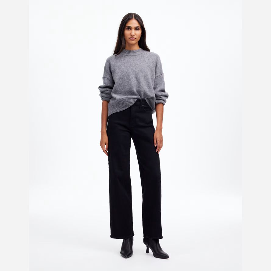 black womens madewell the perfect vintage wide-leg jeans