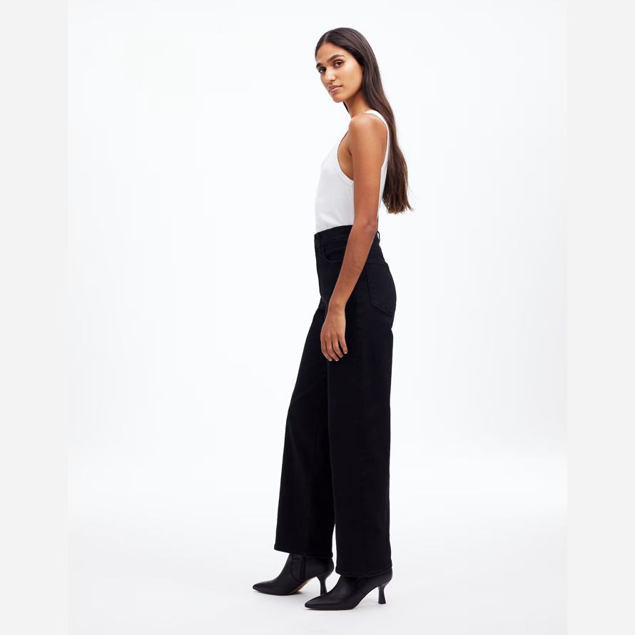black womens madewell the perfect vintage wide-leg jeans