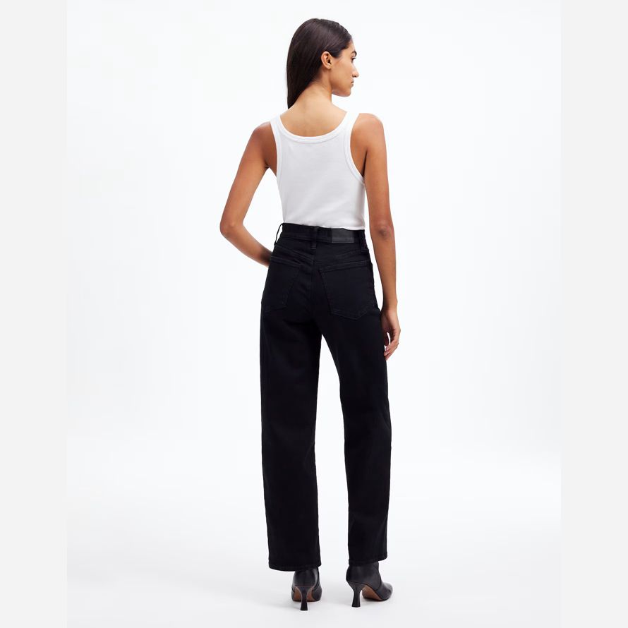 black womens madewell the perfect vintage wide-leg jeans