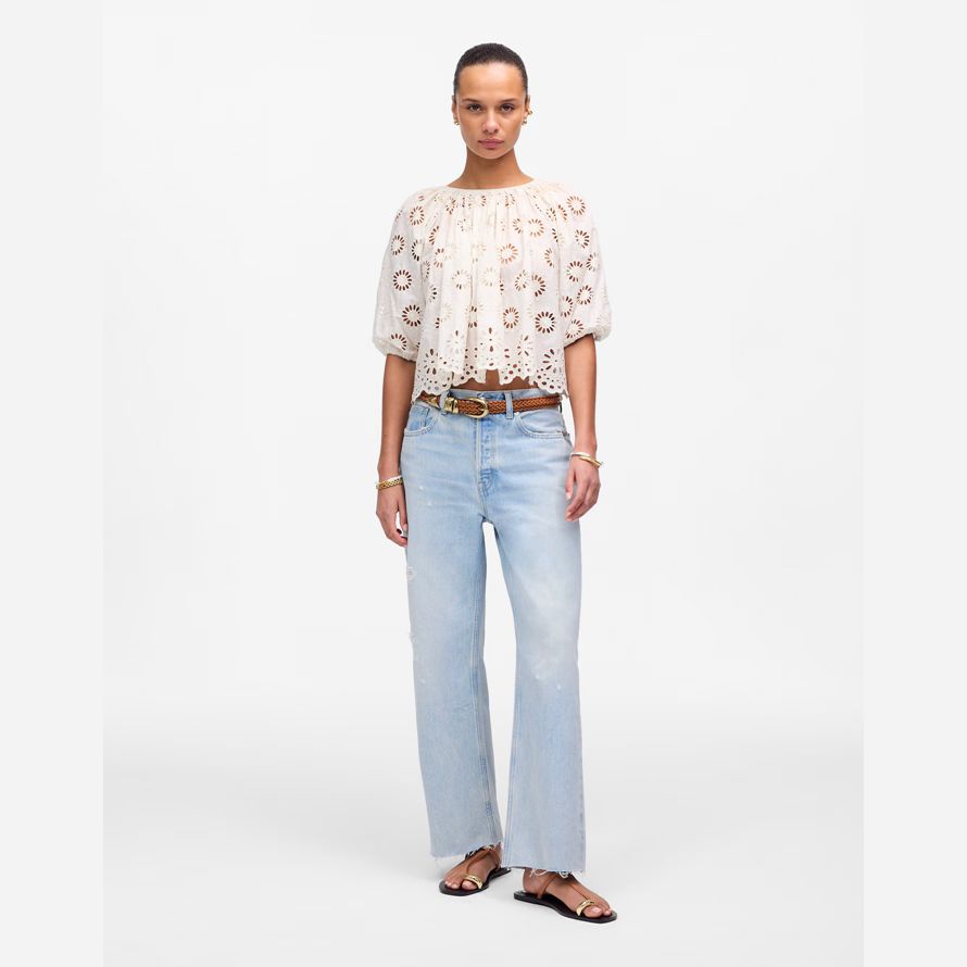 madewell low-slung baggy crop womens jeans light blue