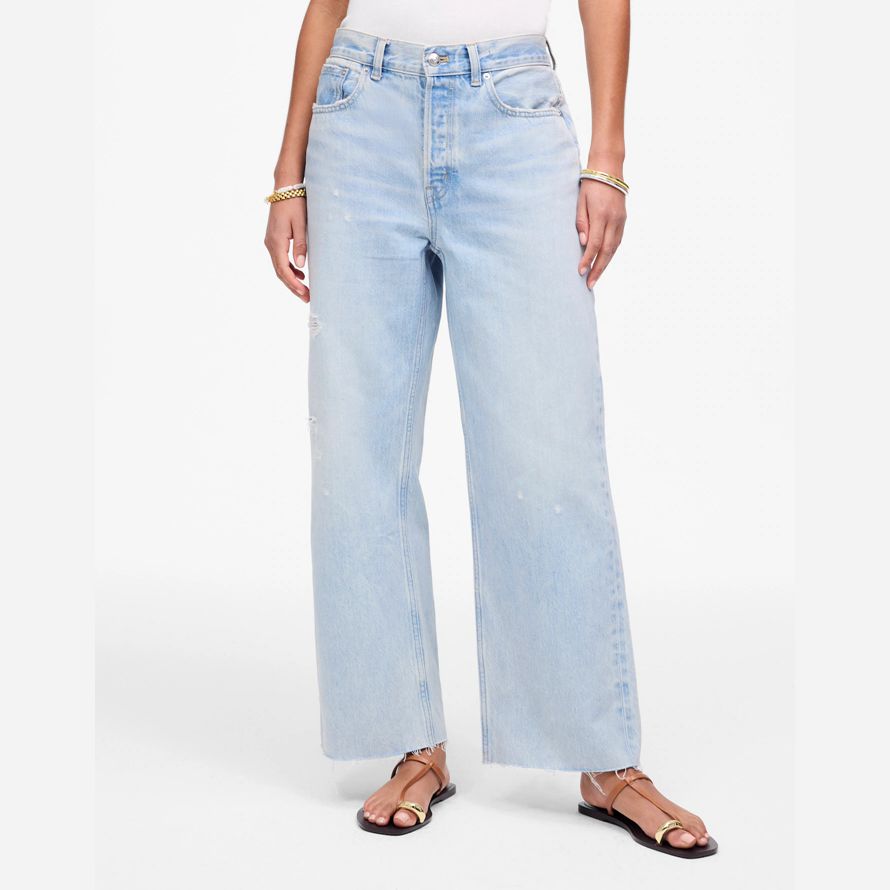 madewell low-slung baggy crop womens jeans light blue