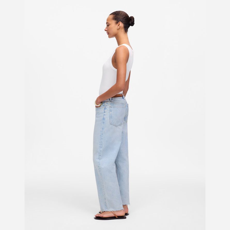 madewell low-slung baggy crop womens jeans light blue