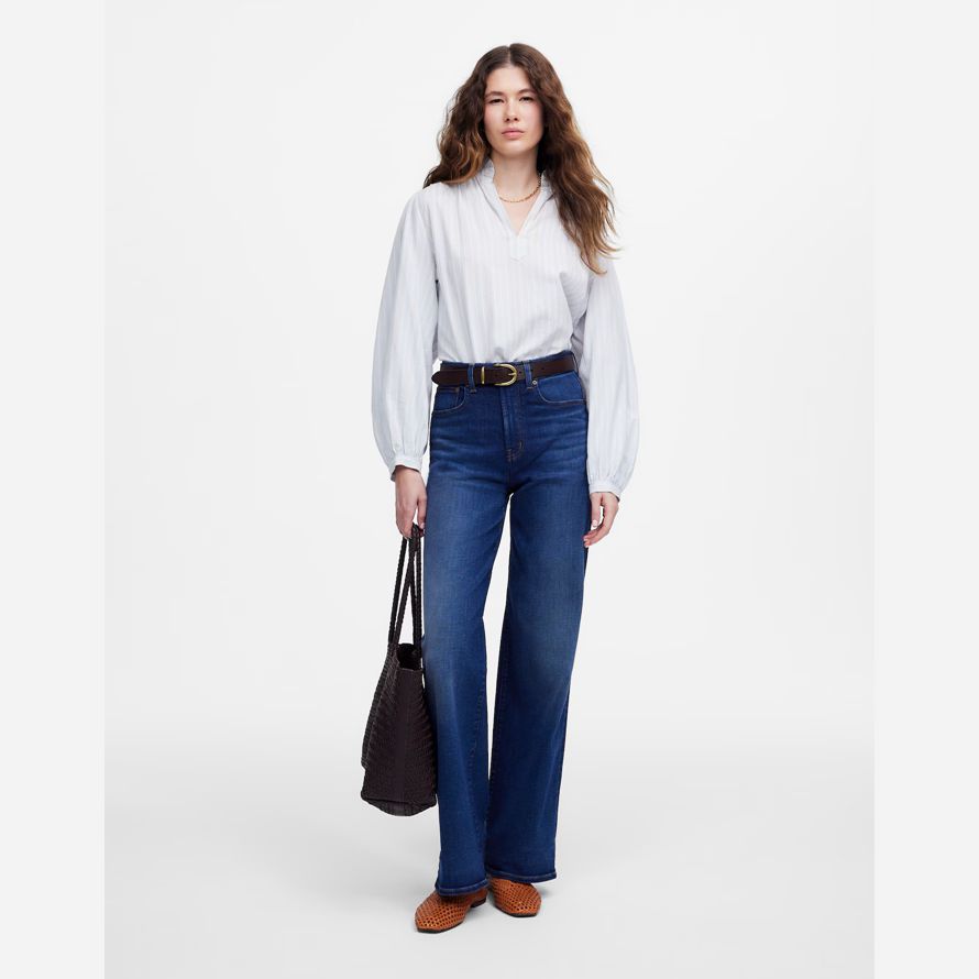 madewell the perfect vintage wide-leg womens jeans dark blue