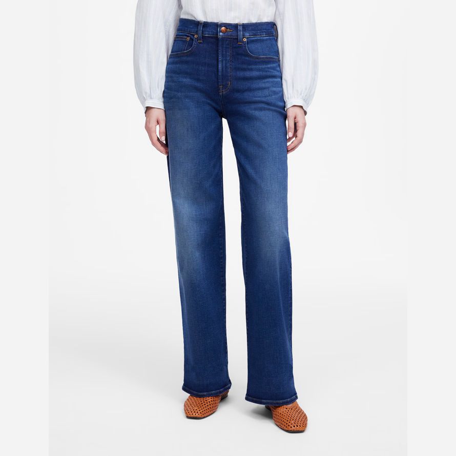 madewell the perfect vintage wide-leg womens jeans dark blue