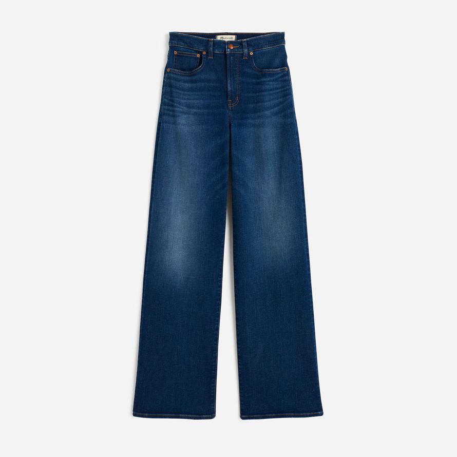 madewell the perfect vintage wide-leg womens jeans dark blue