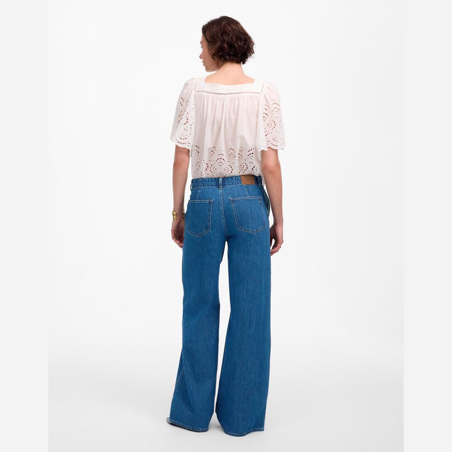 womens madewell wide-sweep jeans blue