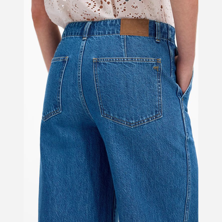 womens madewell wide-sweep jeans blue