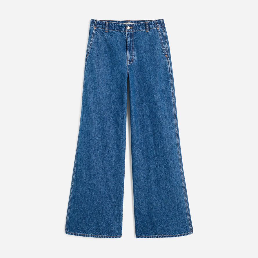 womens madewell wide-sweep jeans blue
