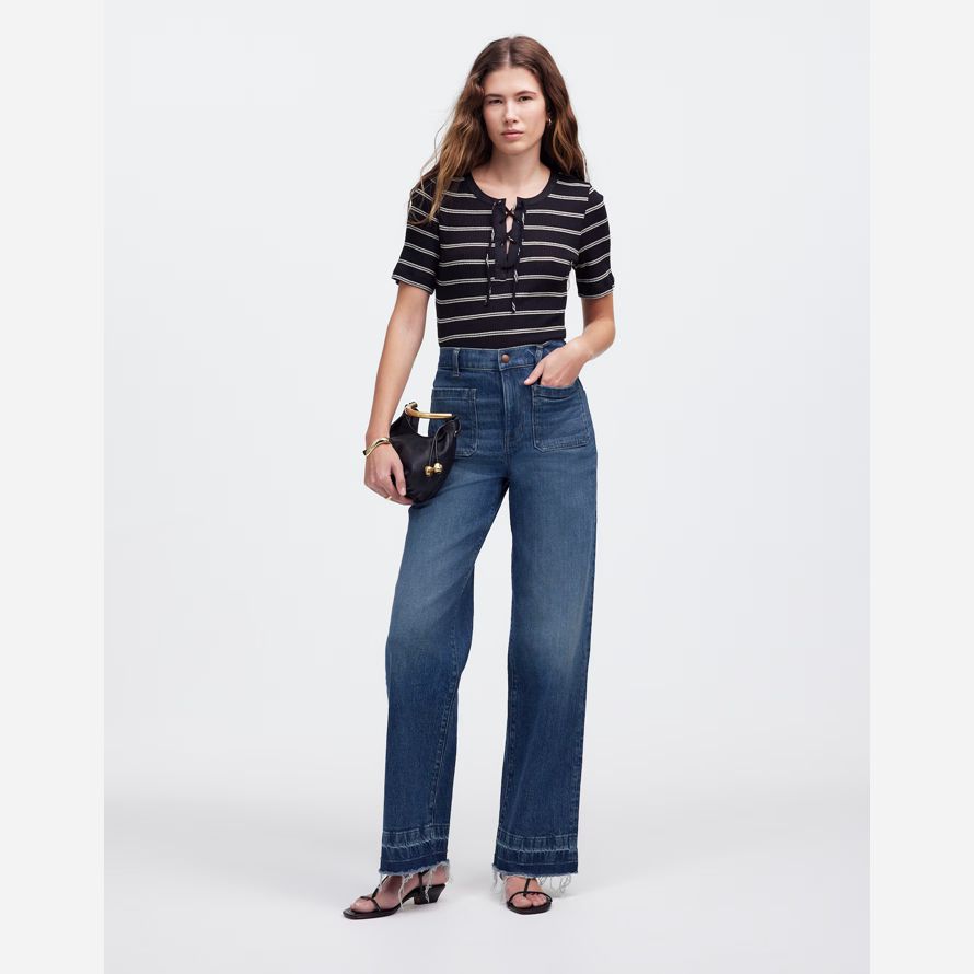 madewell emmett wide-leg womens jeans blue