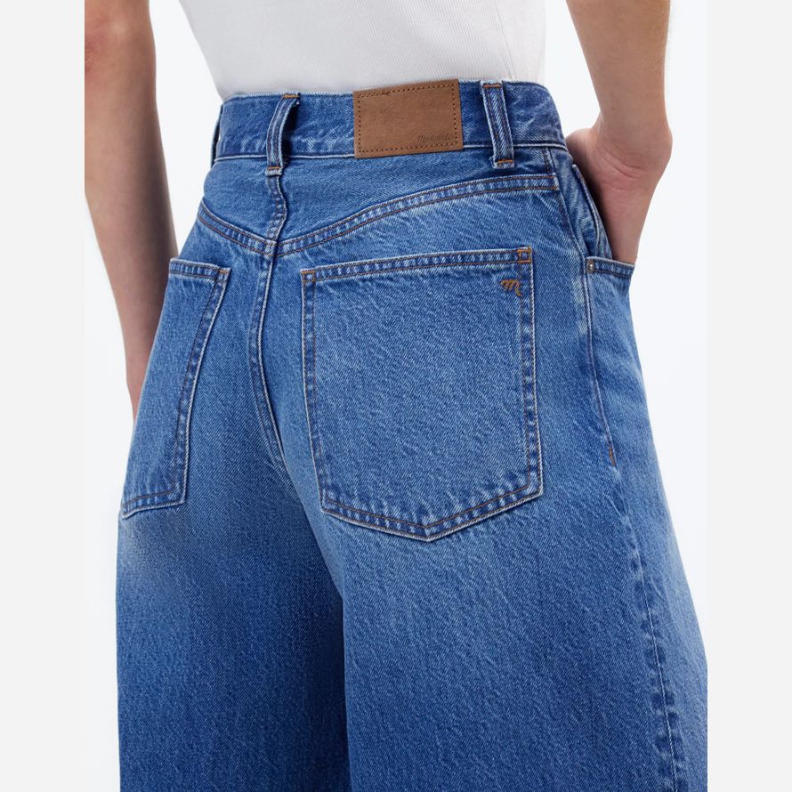 blue womens madewell superwide-leg jeans