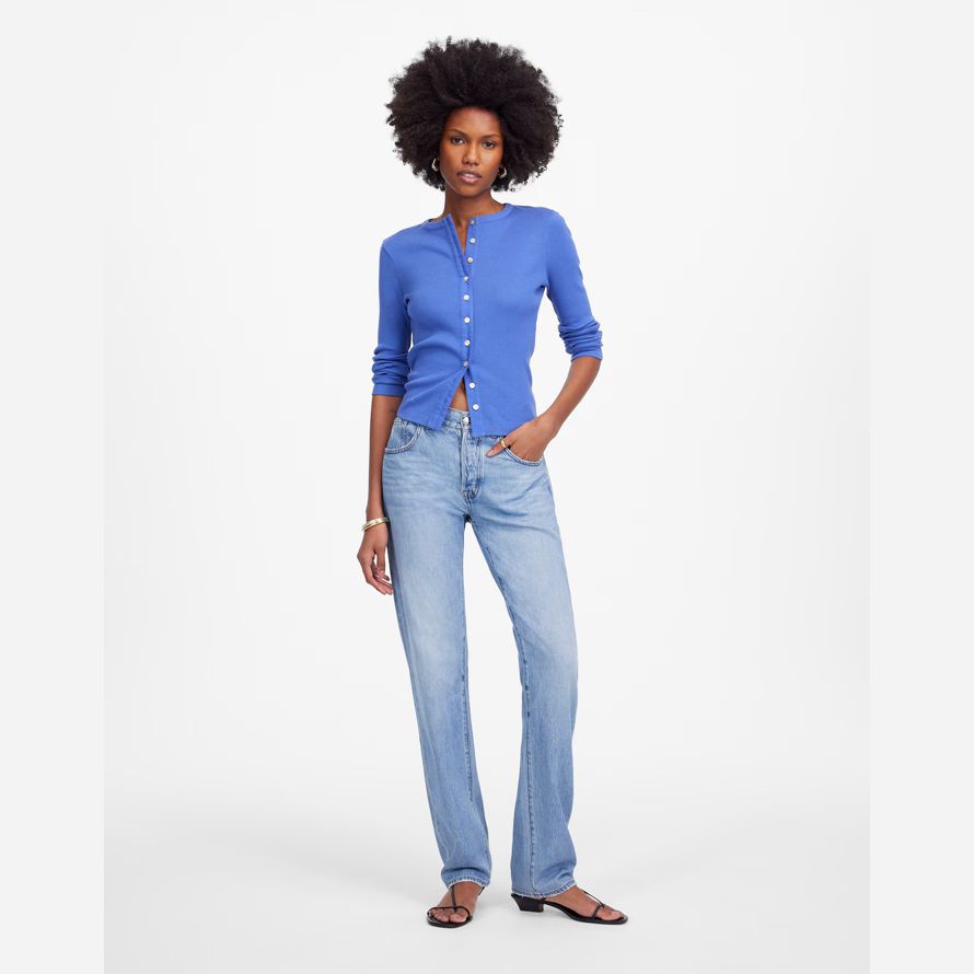 light blue madewell the dean easy airy straight womens jeans