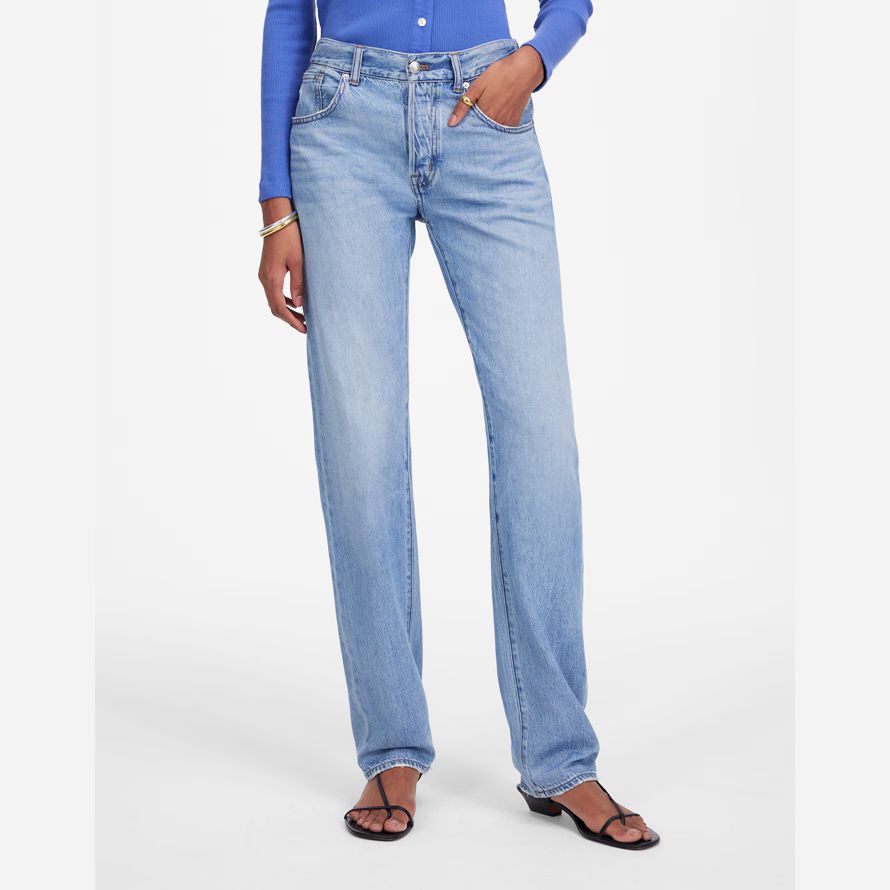 light blue madewell the dean easy airy straight womens jeans