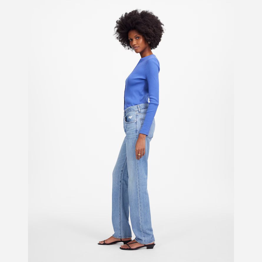 light blue madewell the dean easy airy straight womens jeans