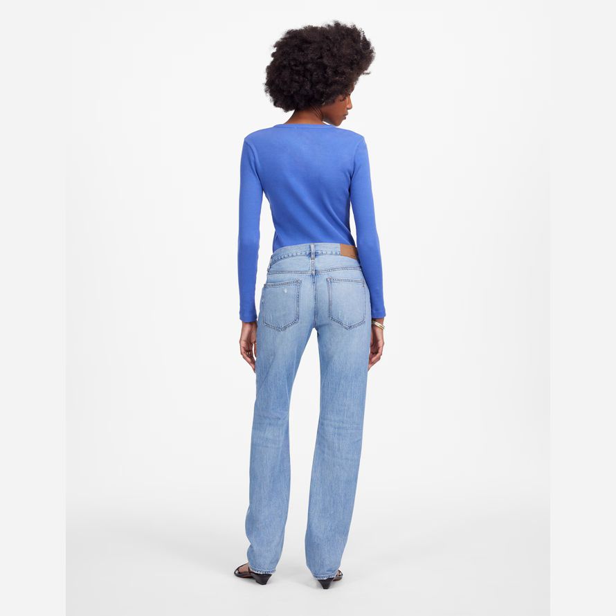 light blue madewell the dean easy airy straight womens jeans