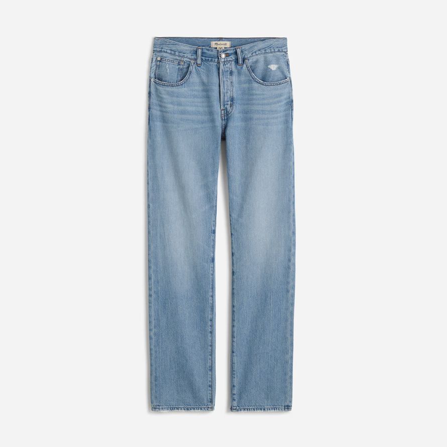 light blue madewell the dean easy airy straight womens jeans