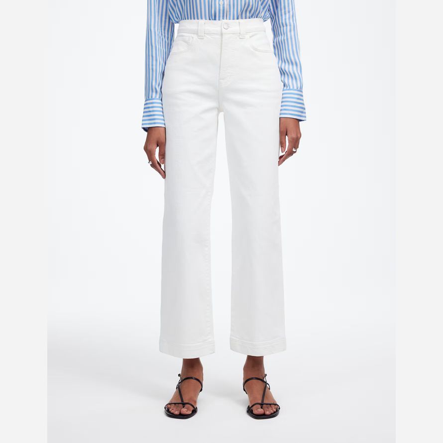 white womens madewell the perfect vintage wide-leg crop jeans