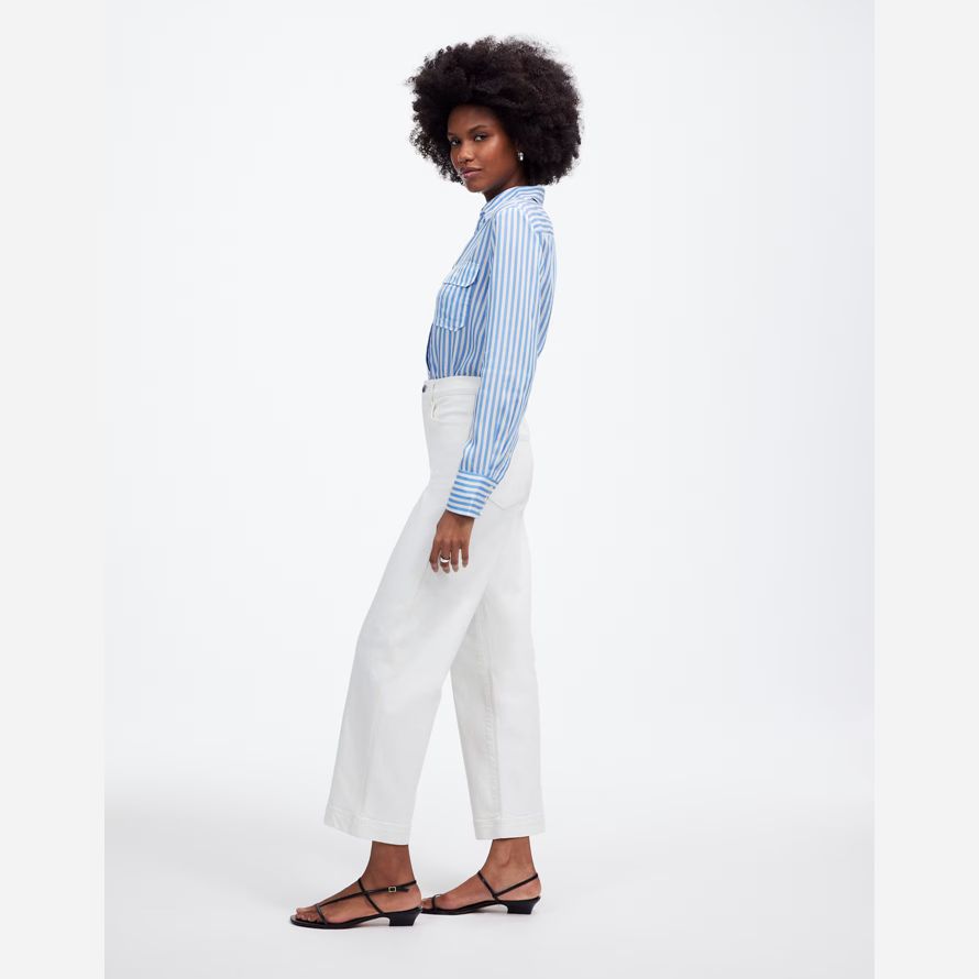 white womens madewell the perfect vintage wide-leg crop jeans