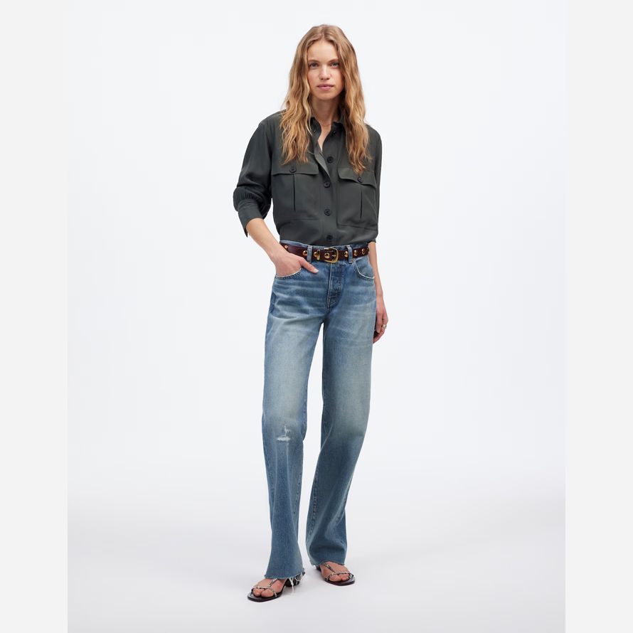 madewell the dean easy straight womens jeans blue