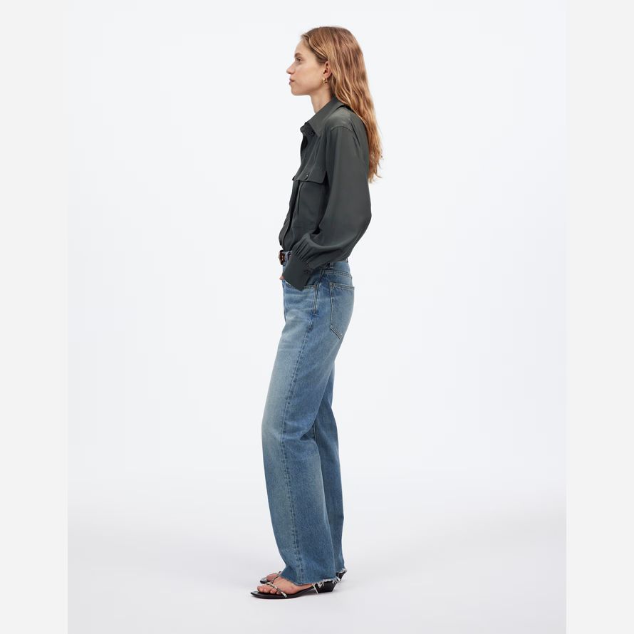 madewell the dean easy straight womens jeans blue