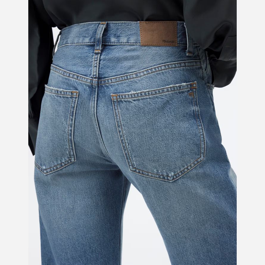 madewell the dean easy straight womens jeans blue