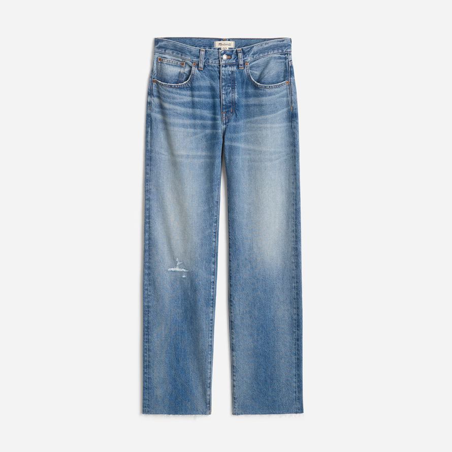 madewell the dean easy straight womens jeans blue