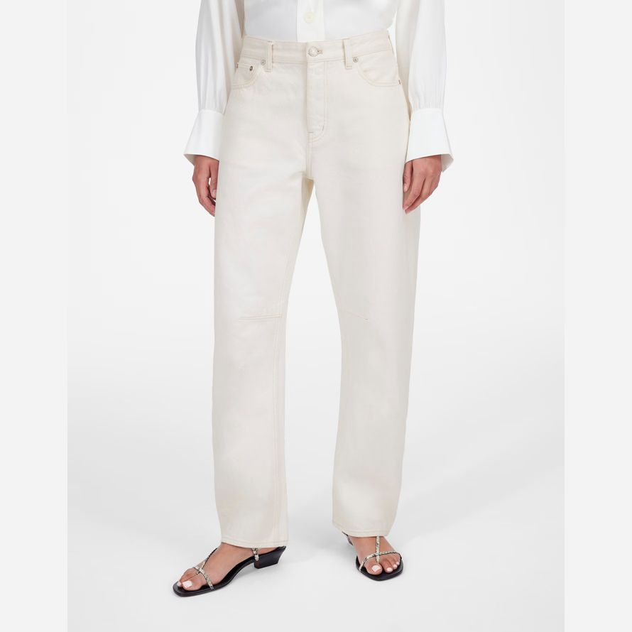 womens madewell the darted barrel-leg jeans cream