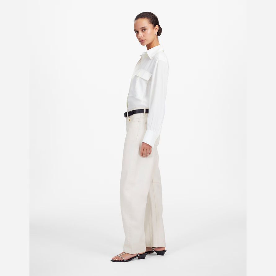 womens madewell the darted barrel-leg jeans cream