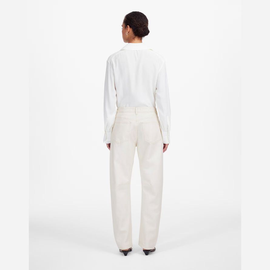 womens madewell the darted barrel-leg jeans cream