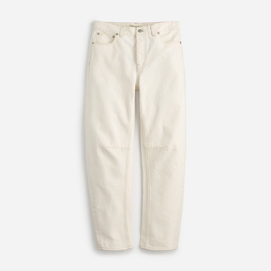 womens madewell the darted barrel-leg jeans cream