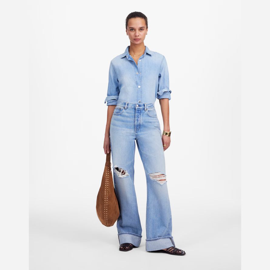 madewell low-slung baggy womens jeans light blue