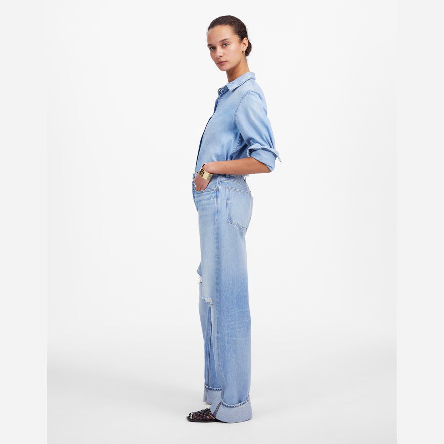 madewell low-slung baggy womens jeans light blue
