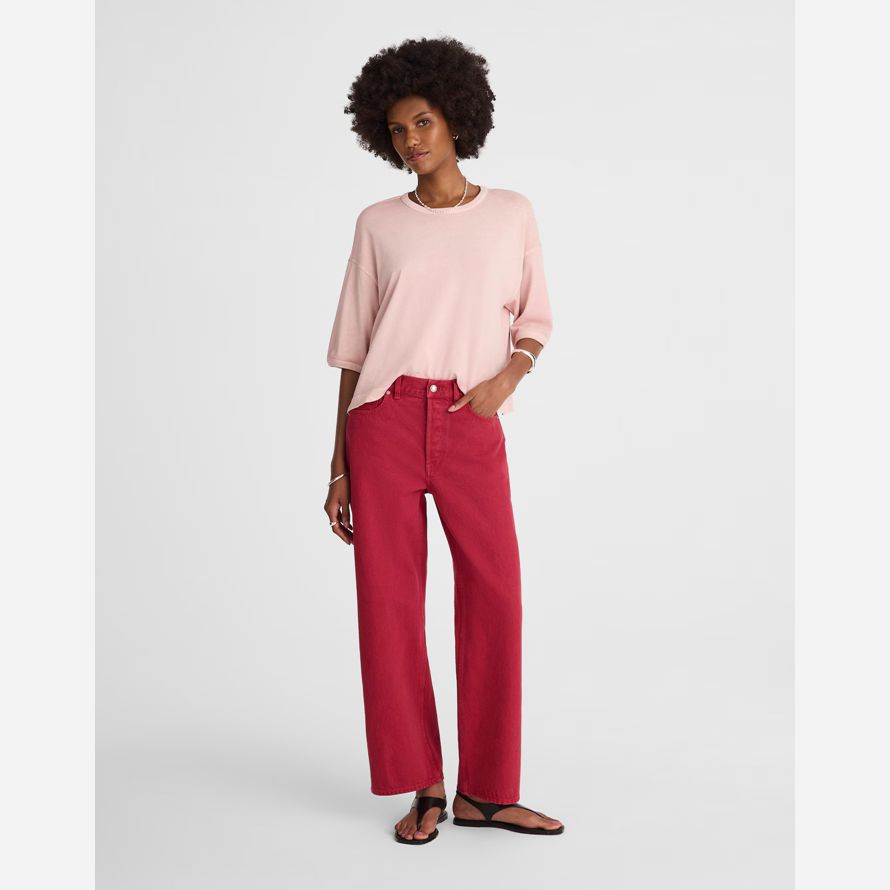 madewell low-slung baggy crop womens jeans red