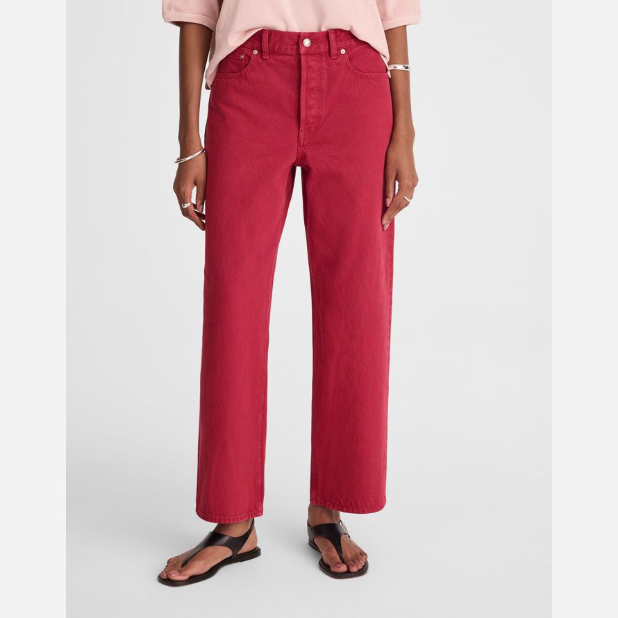 madewell low-slung baggy crop womens jeans red