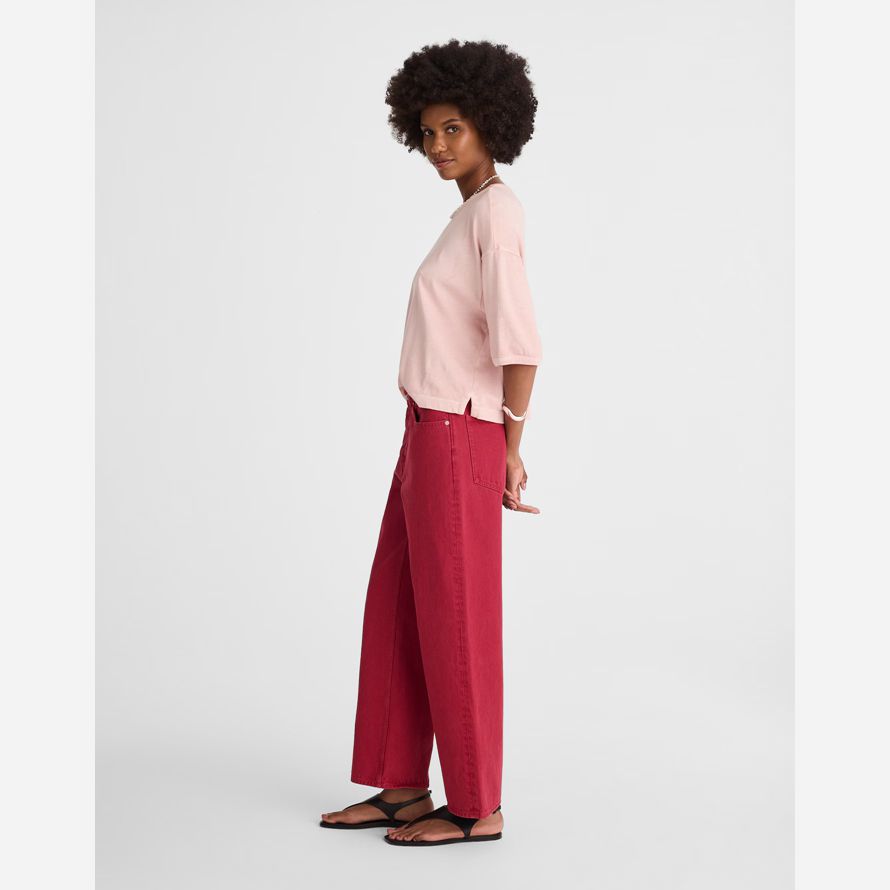 madewell low-slung baggy crop womens jeans red