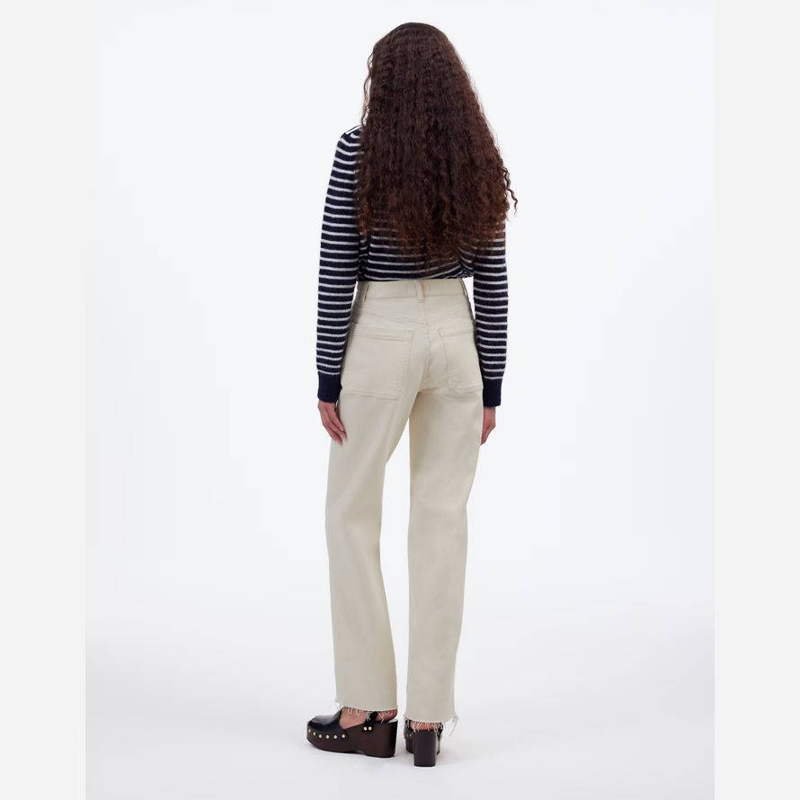 womens madewell the emmett wide-leg full length jeans cream