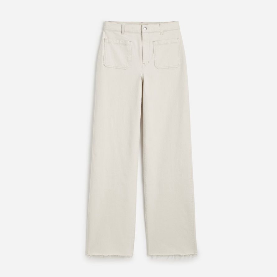 womens madewell the emmett wide-leg full length jeans cream