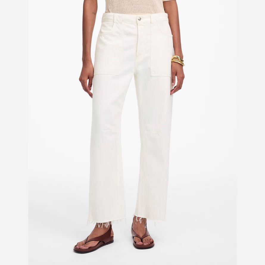 womens madewell the darted barrel-leg jeans white