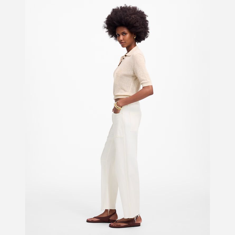 womens madewell the darted barrel-leg jeans white