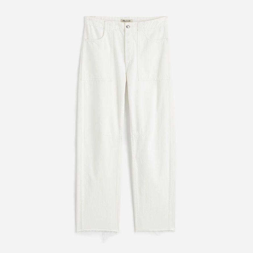 womens madewell the darted barrel-leg jeans white