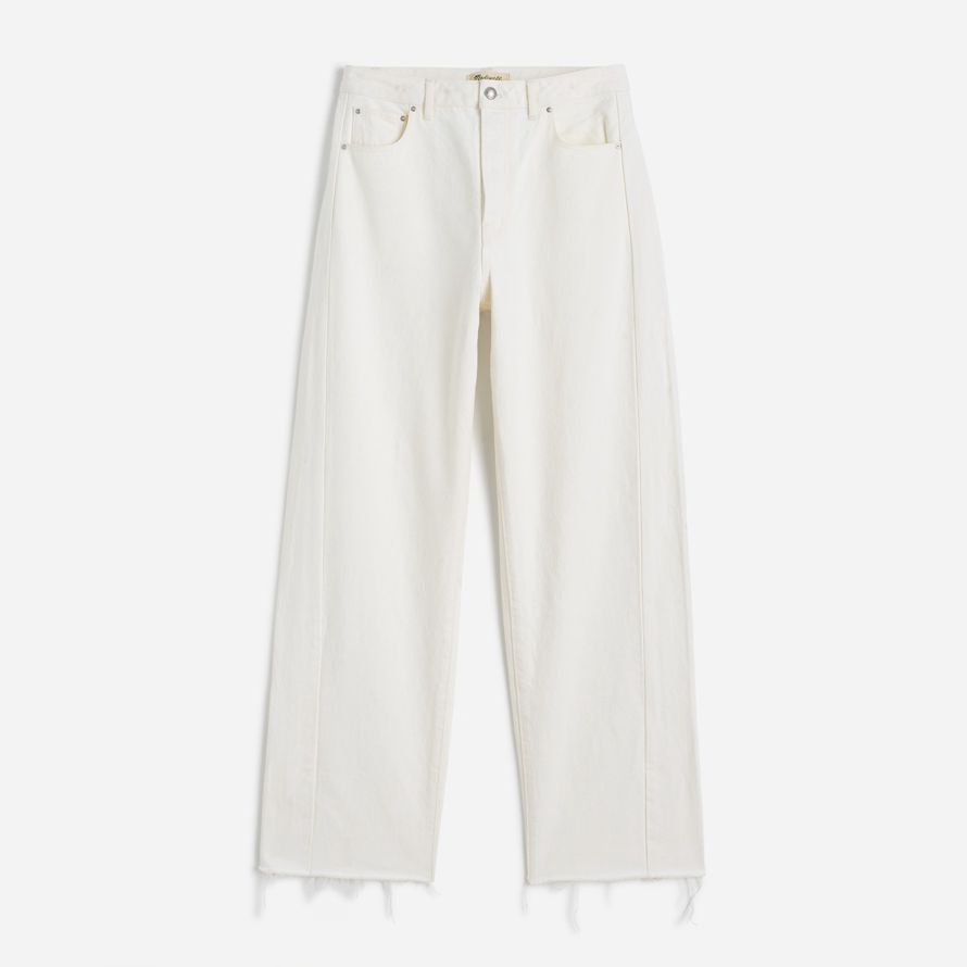 womens madewell the curvy pieced barrel-leg jeans white